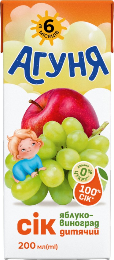 Сік Яблуко-Виноград ТМ "Агуня" 0.2л